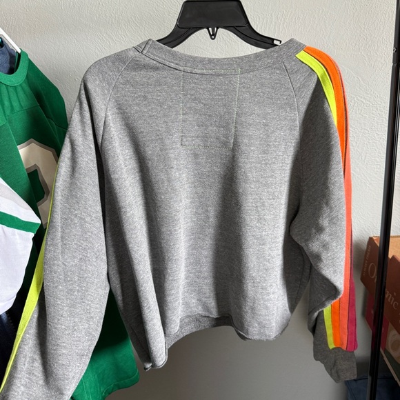 Aviator Nation neon 5 stripe crop sweatshirt - Picture 2 of 5